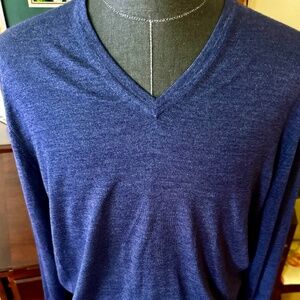 Ermenegildo Zegna Cashseta V Neck Sweater Men Deep Blue, 52, Cashmere Silk $1390